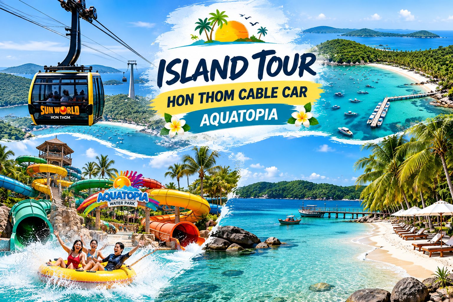 04 ISLAND TOUR – HON THOM CABLE CAR – AQUATOPIA - Shared Tour